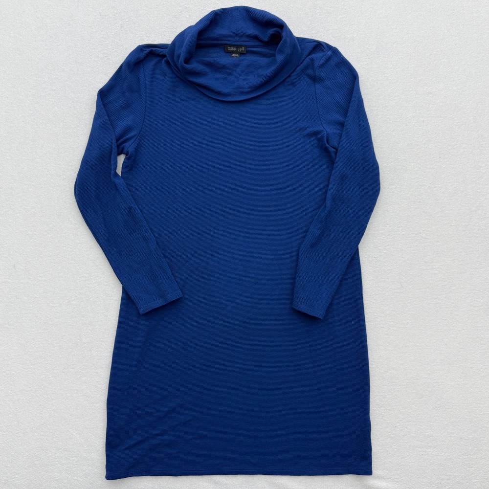 J. Jill Wearever Collection Petite‎ S Blue Textured Cowl Neck Long Sleeve Dress